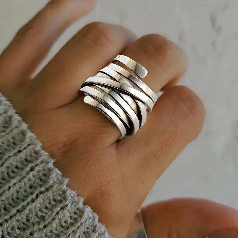 Bliss - Vintage Thick Layer Silver Ring - Jewels Heaven