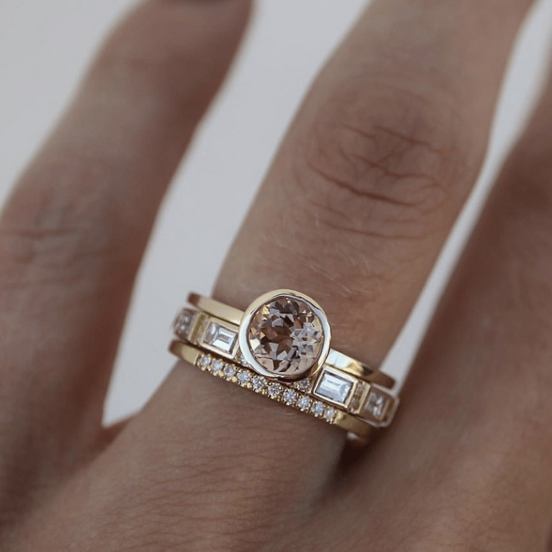 Hope - Inlaid Crystal Gold Ring Set - Jewels Heaven