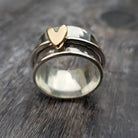 Mely- Golden Heart Silver Ring - Jewels Heaven