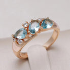 Elegant Blue Vintage Zirconia Ring in Gold - Jewels Heaven
