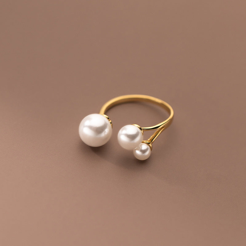 Adjustable Triple Freshwater Pearl Ring - Jewels Heaven