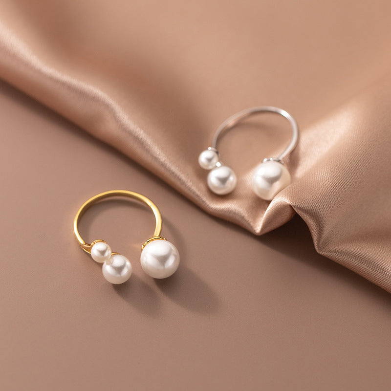Adjustable Triple Freshwater Pearl Ring - Jewels Heaven
