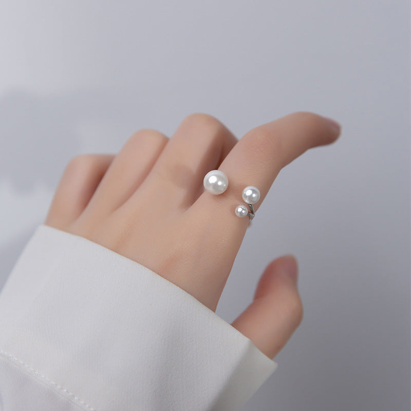 Adjustable Triple Freshwater Pearl Ring - Jewels Heaven