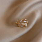 Pure - White Opal Leaf Adjustable Ring - Jewels Heaven