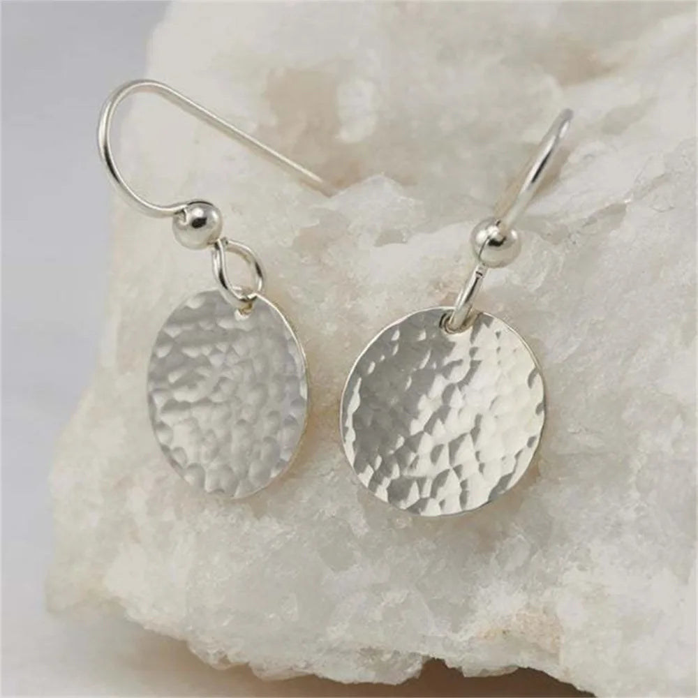 Hammered Sterling Disc Earrings - Jewels Heaven