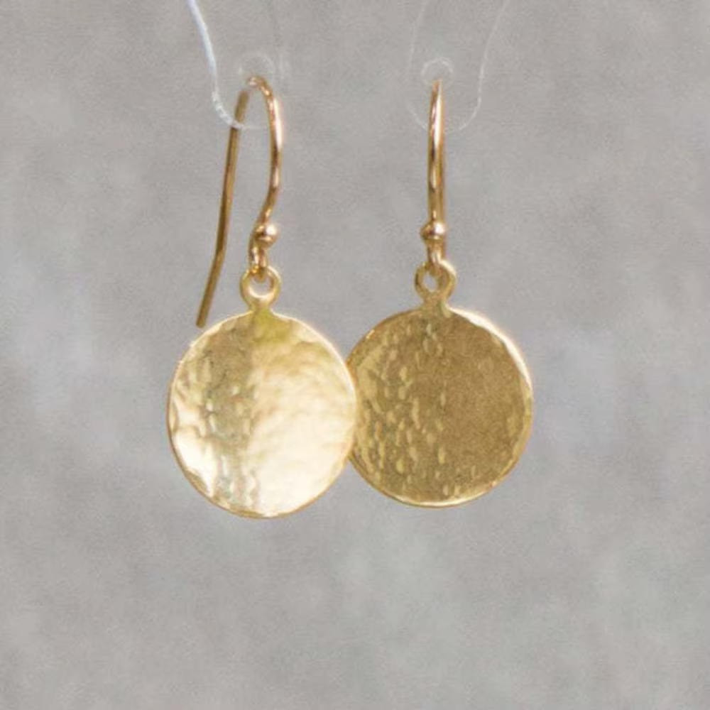 Hammered Sterling Disc Earrings - Jewels Heaven