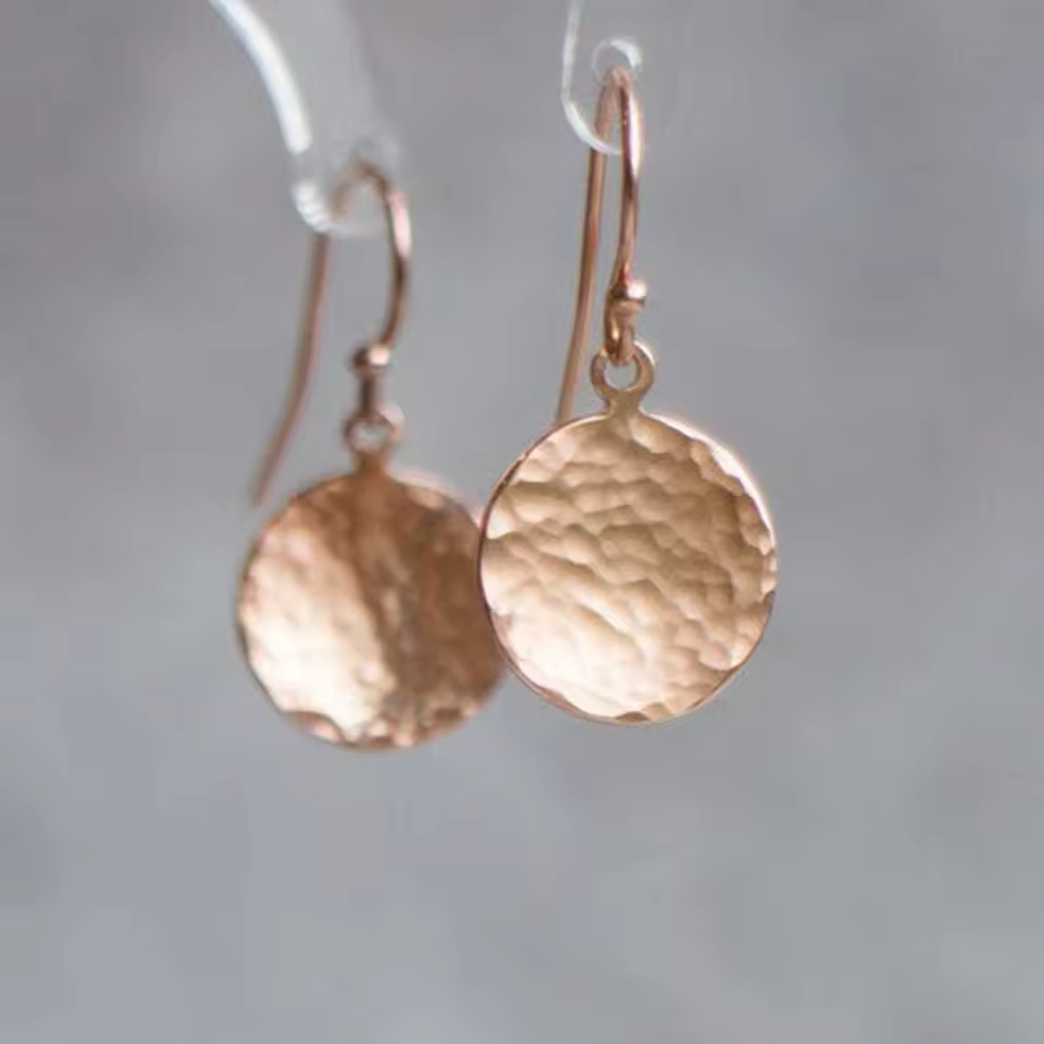 Hammered Sterling Disc Earrings - Jewels Heaven