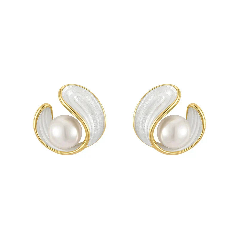 Luxury White Opal Earrings with Pearls Gold - Jewels Heaven