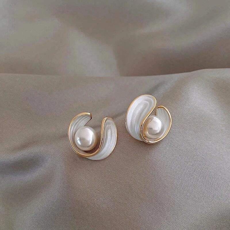 Luxury White Opal Earrings with Pearls Gold - Jewels Heaven