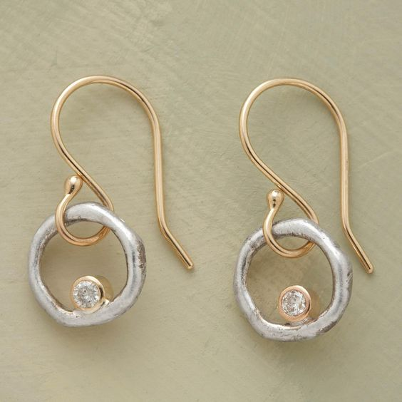 Vintage Gold and Silver - Zirconia Earrings - Jewels Heaven