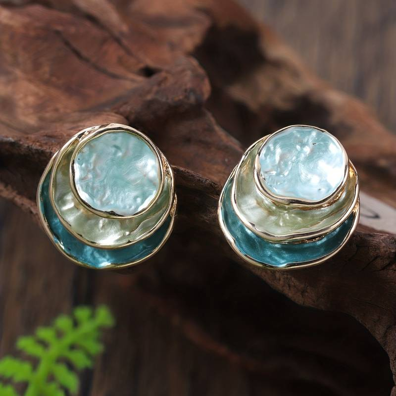 Vintage Handpainted Layered Earrings - Jewels Heaven