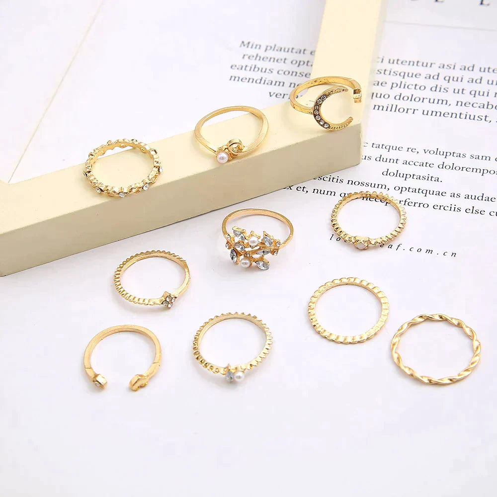 10 Pack of Bohemian Silver and Gold Plated Rings - Jewels Heaven