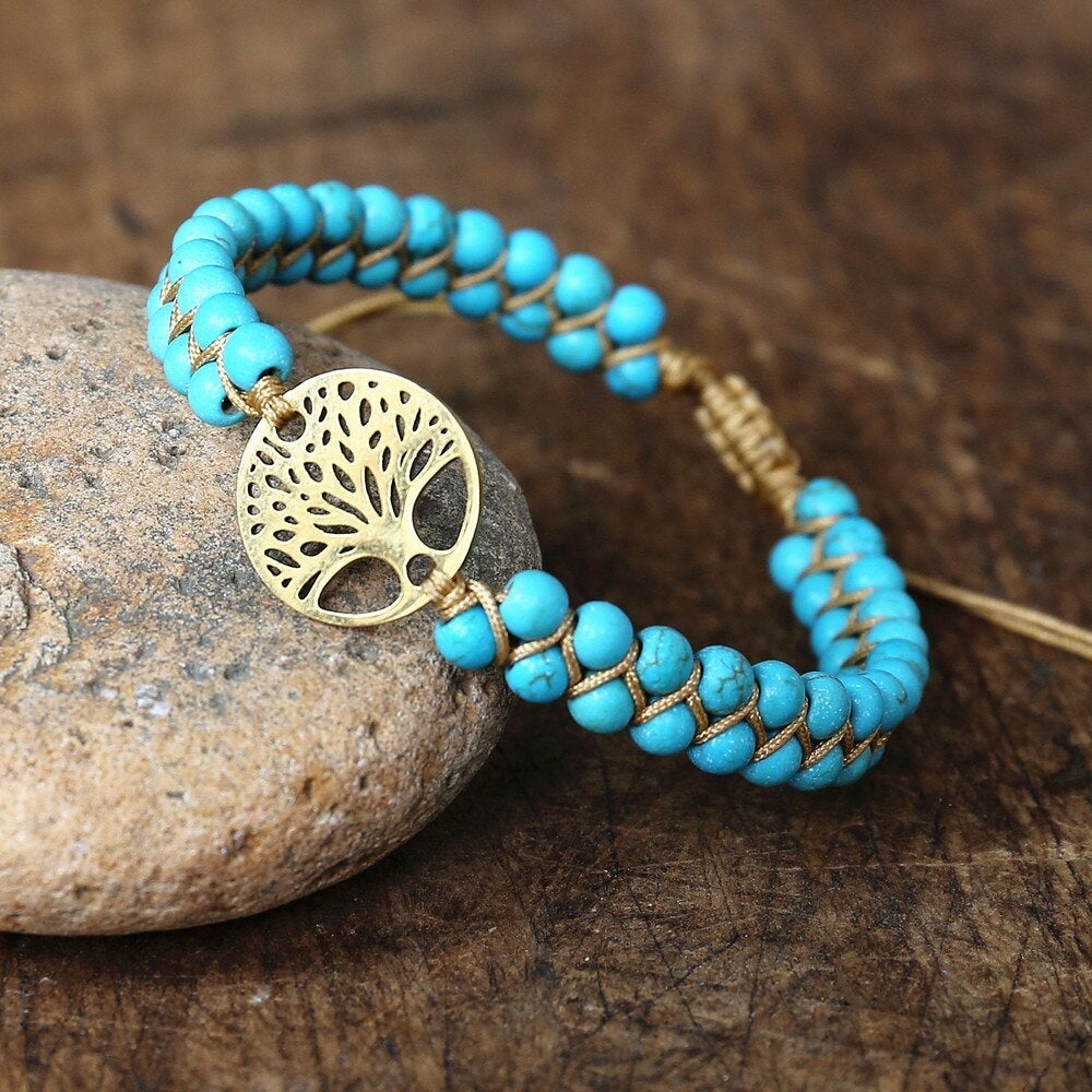 Bracelet Tree of Life Handmade Turquoise Stone - Jewels Heaven