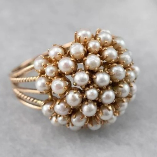 Bush - Inlaid Pearls Ring - Jewels Heaven