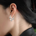 Baroque Pearl and Coin Charm Hoop Earrings - Jewels Heaven