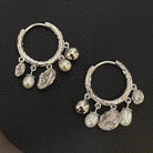 Baroque Pearl and Coin Charm Hoop Earrings - Jewels Heaven